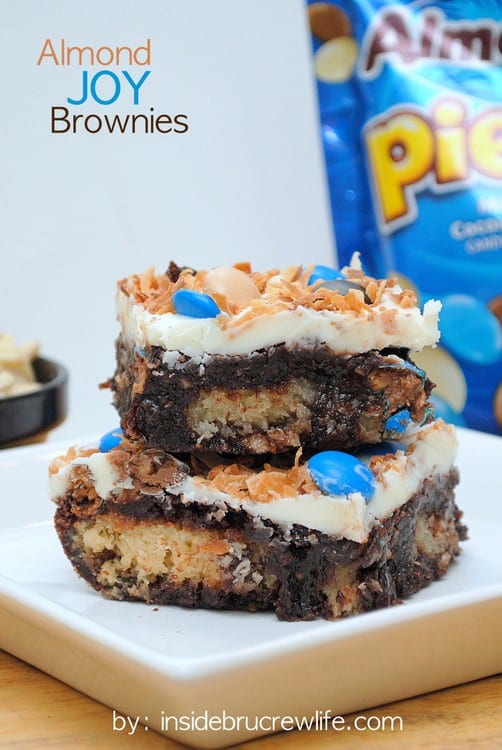 Almond Joy Brownies from www.insidebrucrewlife.com - coconut, almonds, and brownies together in one amazing brownie for that sweet tooth