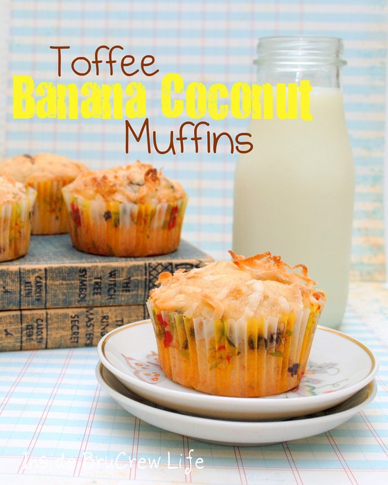 Toffee Banana Coconut Muffins | Inside BruCrew Life Toffee Banana Coconut Muffins, banana muffins