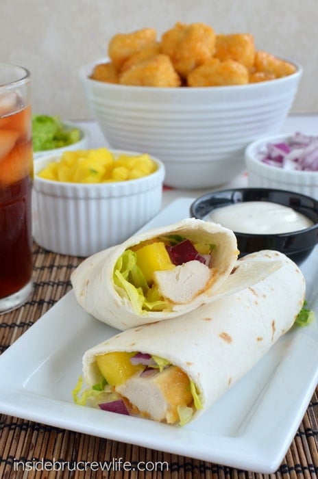 Mango Habanero Chicken Wraps from Inside BruCrew Life - easy chicken wraps using Tyson's Any'tizers Bonless Chicken Wyngz #givemewyngz #chicken Mango Habanero Chicken Wraps, Tyson Boneless Wings, Any'tizers, Simple Chicken Meals