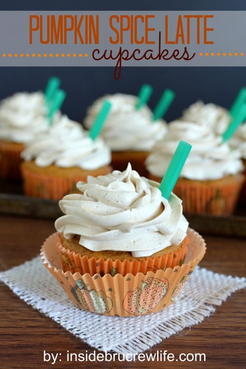 Pumpkin Spice Latte Cupcakes - these delicious cupcakes are a copycat version of Starbucks popular fall drink http://www.insidebrucrewlife.com