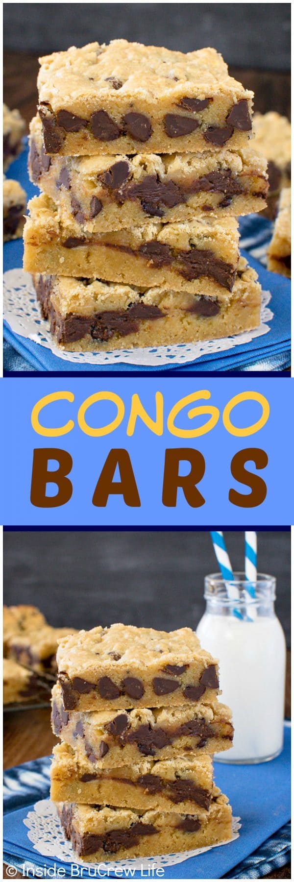 Two pictures of congo bars collaged together with a blue text box.