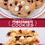 Two pictures of pomegranate cookies collaged with a red text box.