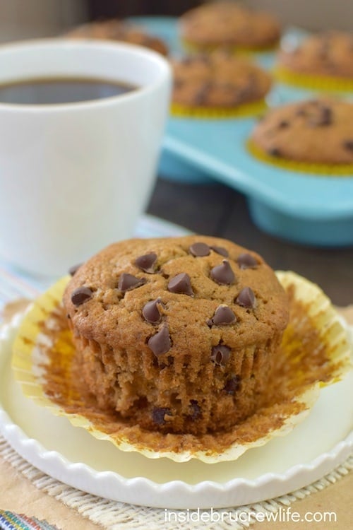 Coffee and caramel give these banana muffins a fun and delicious twist! Perfect for breakfast or after school snacking!