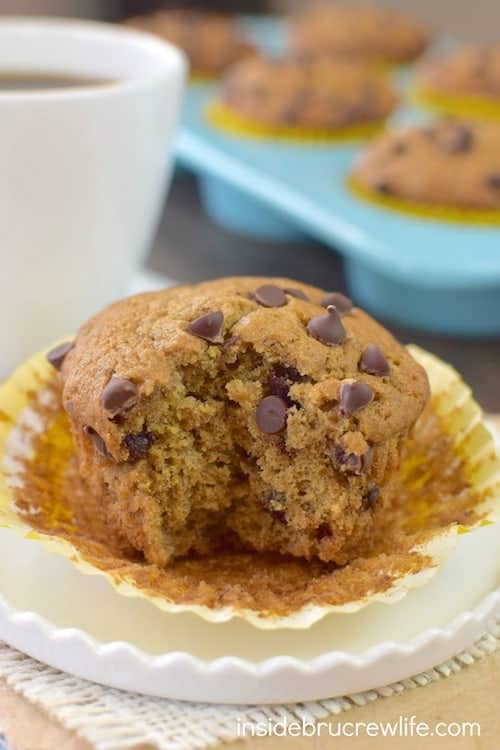 Coffee and caramel give these banana muffins a fun and delicious twist! Perfect for breakfast or after school snacking!