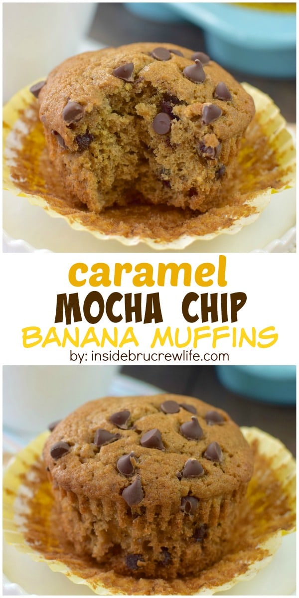 Coffee and caramel give these banana muffins a fun and delicious twist! Perfect for breakfast or after school snacking!