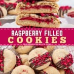Pinterest image for raspberry filled cookies.
