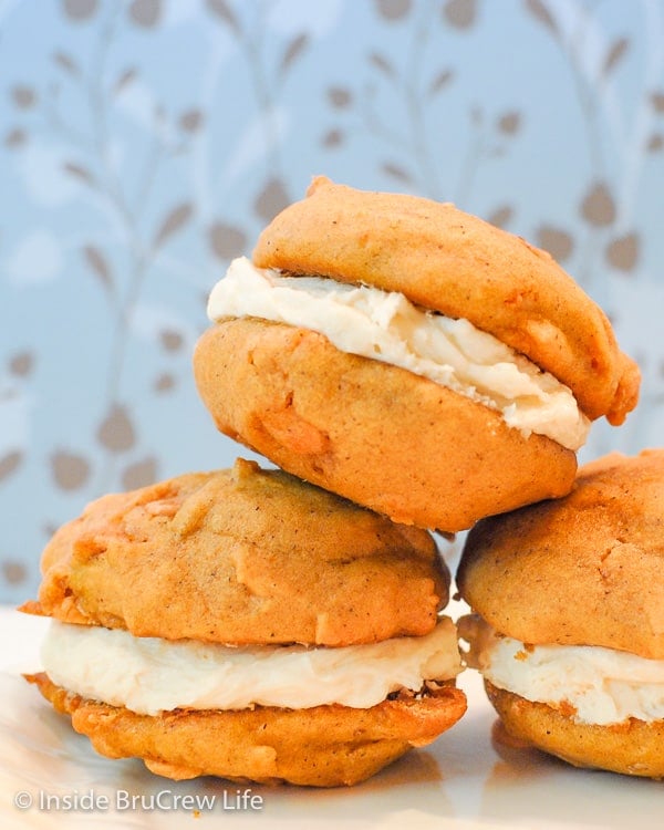  3 butterscotch cookie whoopie pies.