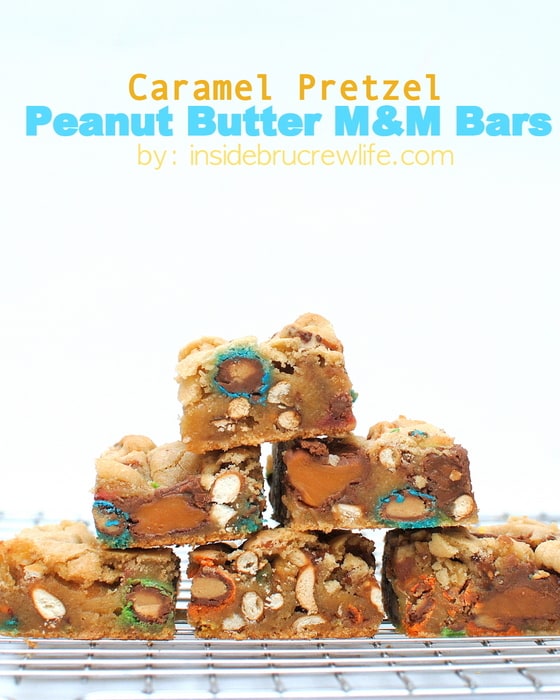 Caramel Pretzel Peanut Butter M&M Bars 1-1