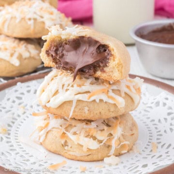 A stack of cookies stuffed with Nutella.