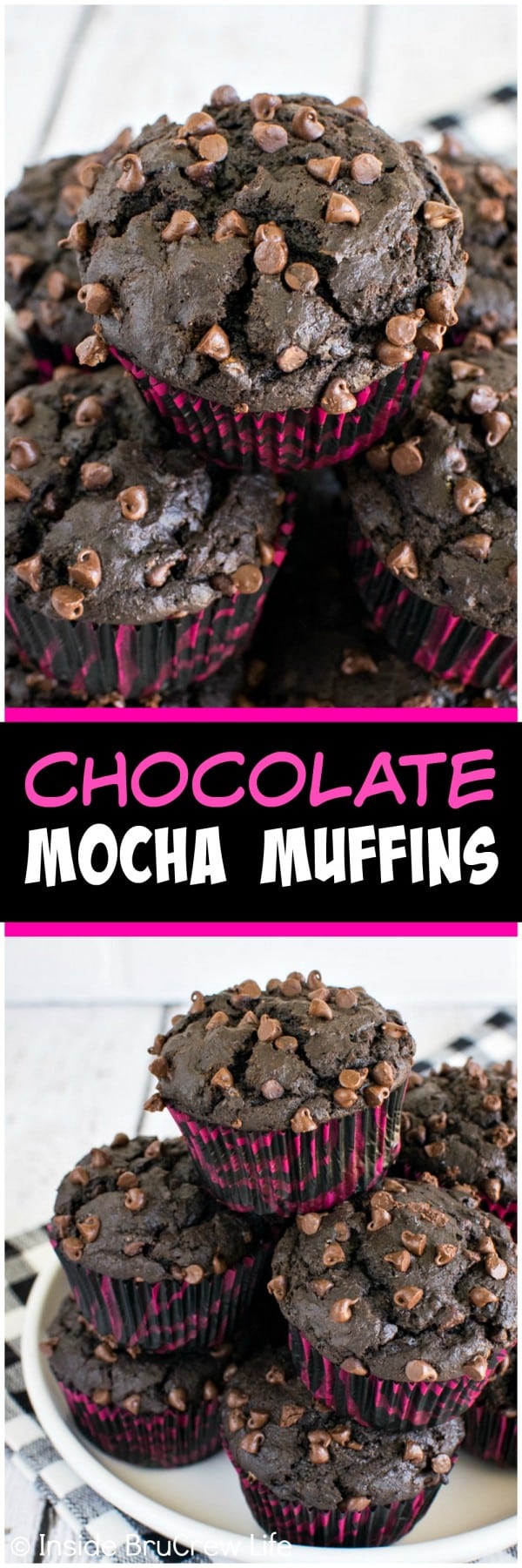 Chocolate Mocha Muffins - two times the chocolate in these muffins makes them irresistible! Make this recipe for a quick and easy breakfast.