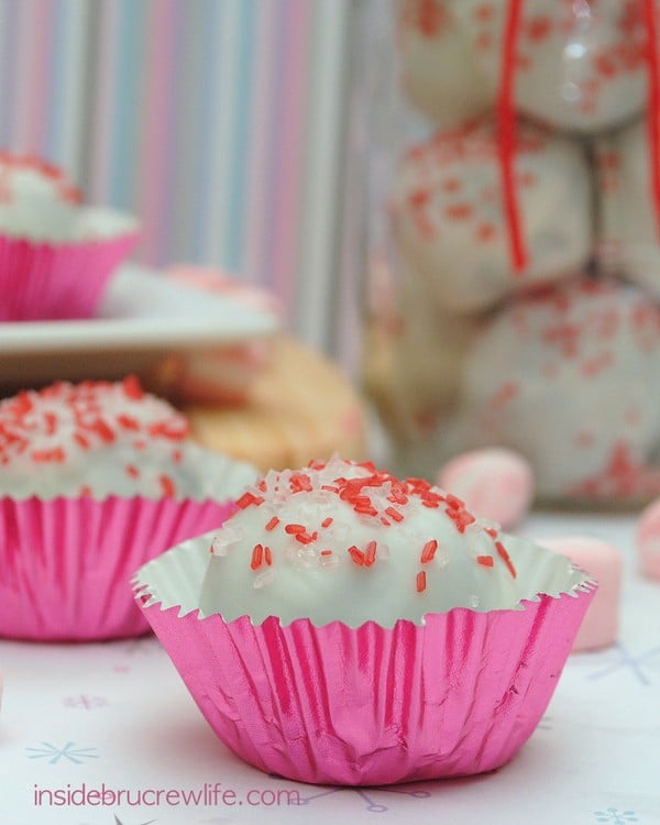 Brownies, peppermint marshmallows, and white chocolate make a fun holiday truffle.