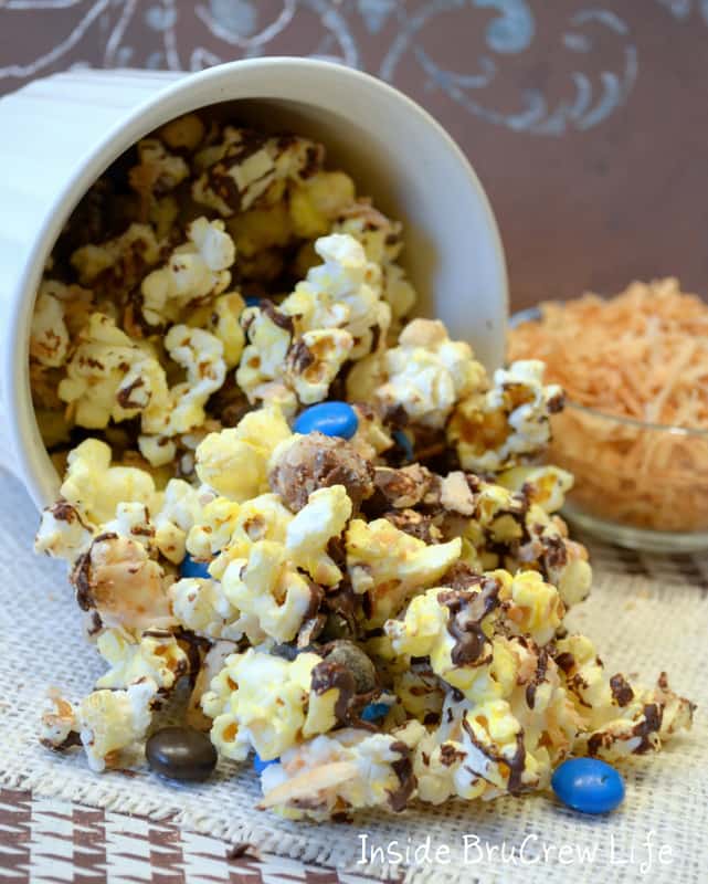 A bowl of Almond Joy Popcorn