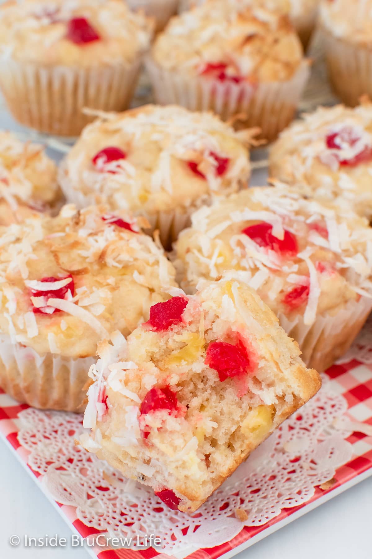 Muffins sitting on a tray.