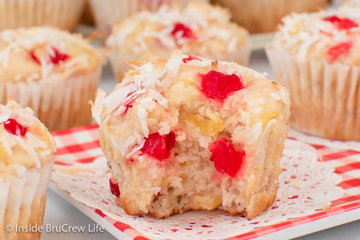 Banana muffins on a board.