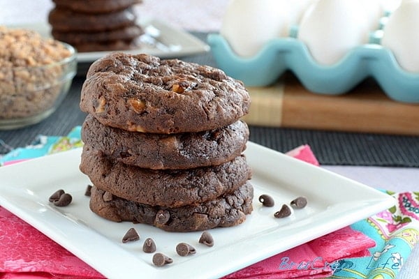 Chocolate Banana Toffee Cookies, cake mix cookies