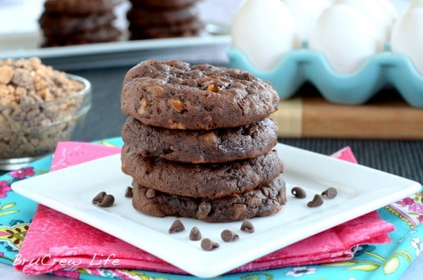 Chocolate Banana Toffee Cookies, cake mix cookies