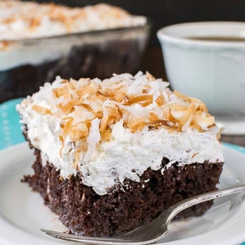 Chocolate Coconut Poke Cake