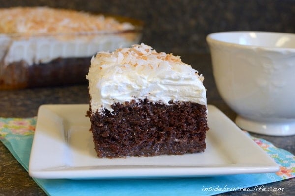 Chocolate Coconut Poke Cake - Inside BruCrew Life