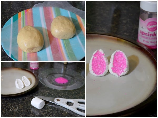 3 pictures on how to make Peanut Butter Easter Chicks.