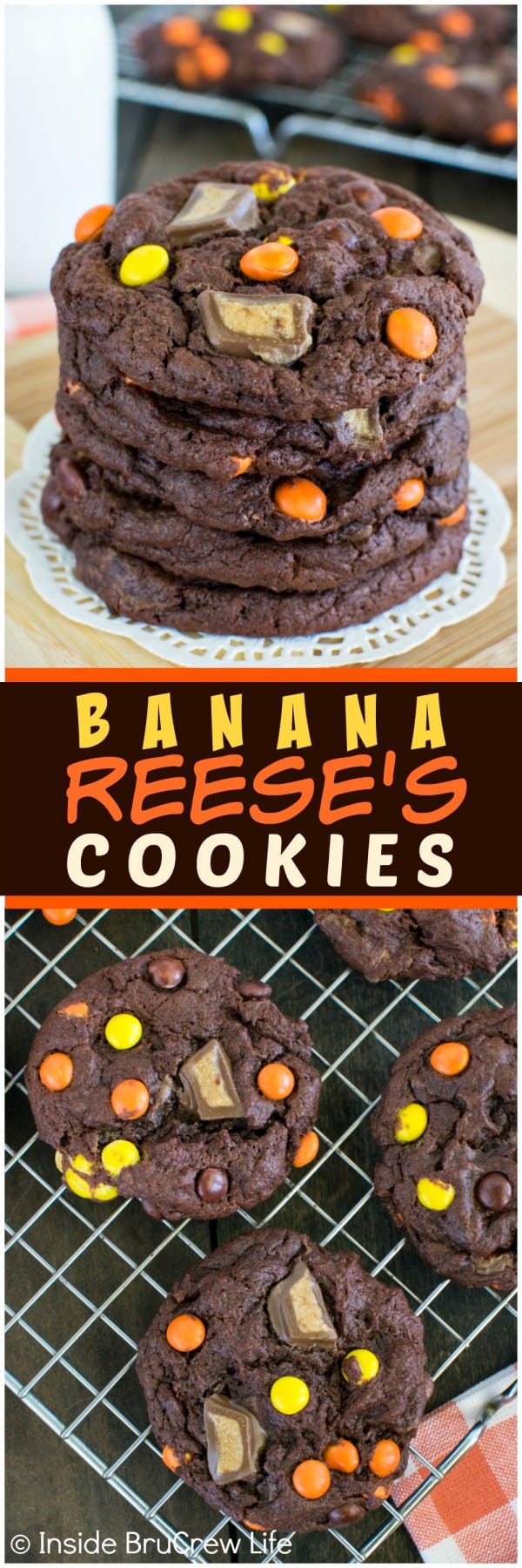 Banana Reese's Cookies - soft and chewy cookies loaded with 2 times the peanut butter candies are a must make! Awesome dessert recipe!