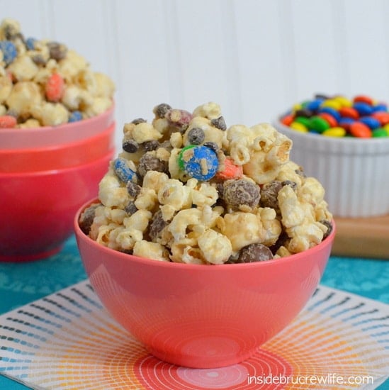 Monster Cookie Dough Popcorn - all the flavors of a monster cookie in a chocolate covered popcorn 