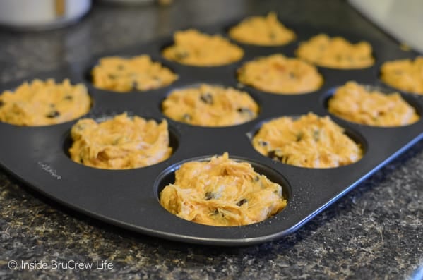 Pumpkin Raisinets Muffin Tops - easy two ingredient fall muffins