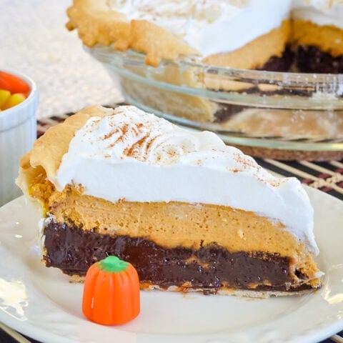 Pumpkin Cheesecake Brownie Pie