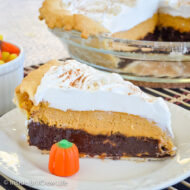 Pumpkin Cheesecake Brownie Pie