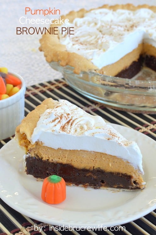 Pumpkin Cheesecake Brownie Pie 