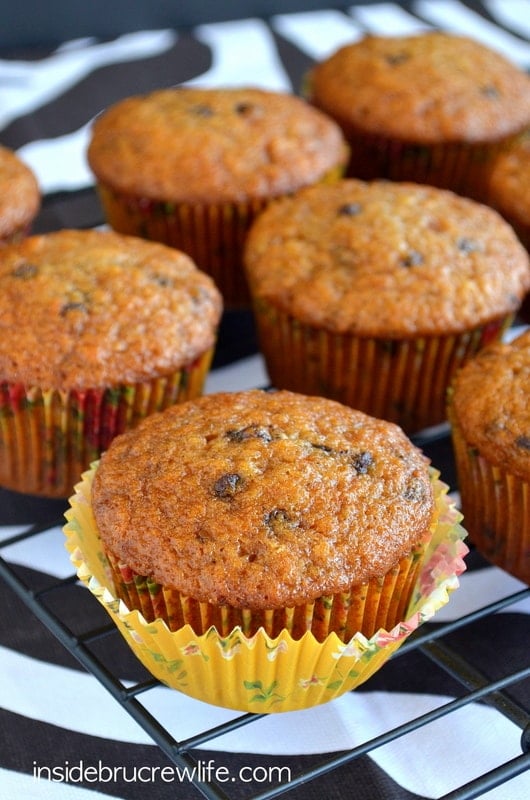 These banana bread muffins are the best way to use up ripe bananas.