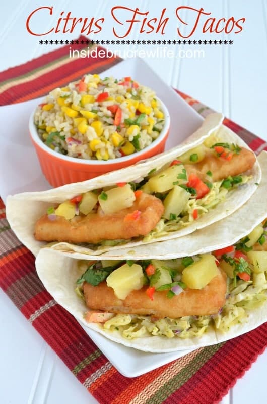 Citrus Fish Tacos - easy fish tacos using frozen fish and veggies