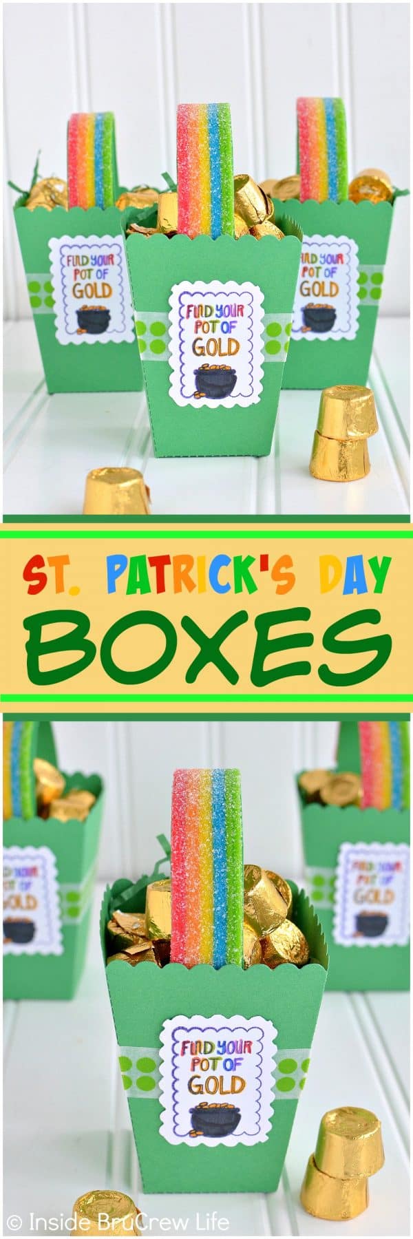 2 pictures of St. Patricks Day Boxes separated by a text box.