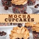 Pinterest image for mocha cupcakes.
