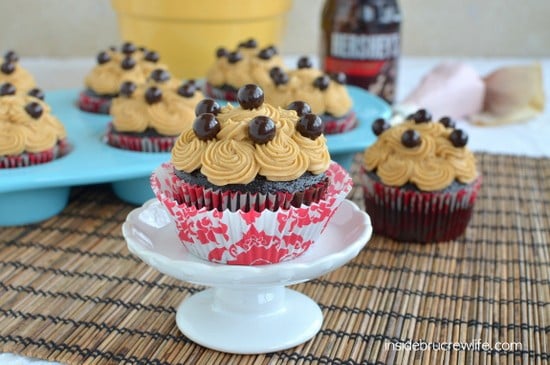 These mocha cupcakes have a hidden fudge pocket and coffee butter cream on top.  They will not last long when you make them!!!