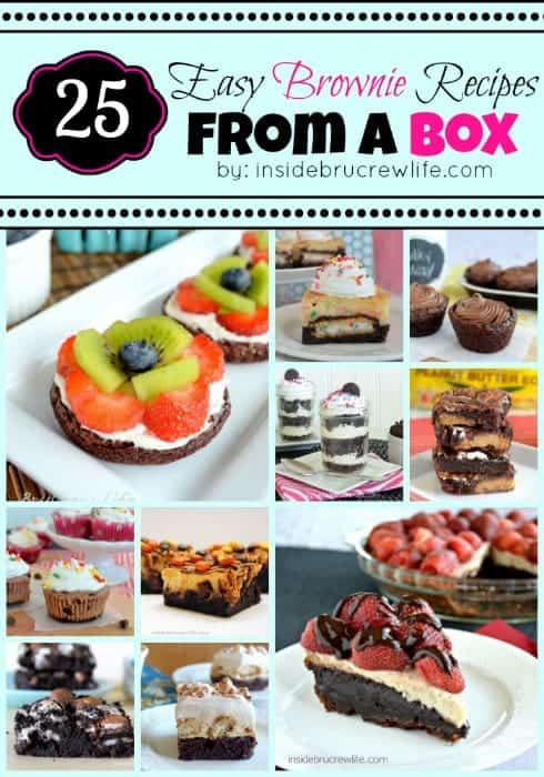 25 Easy Brownie Recipes from a Box - get ready to jazz up your box brownie mix with candy, fruit, and cookies. Get ready to make brownies for days with this fun list of recipes! #brownies #chocolate #dessert #boxmix