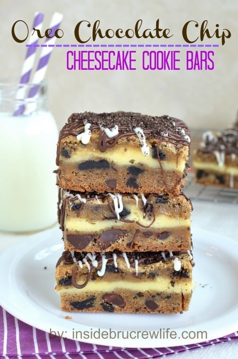 Oreo Chocolate Chip Cheesecake Cookie Bars 