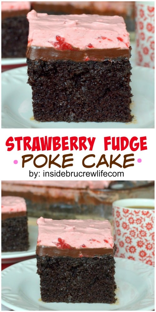 Strawberry Fudge Poke Cake