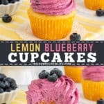 Pinterest image for lemon blueberry cupcakes.