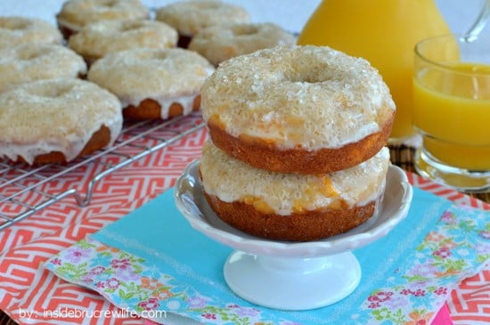 These soft orange vanilla donuts are topped with an orange glaze. So perfect for breakfast!