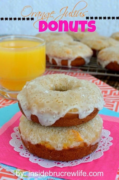 These soft orange vanilla donuts are topped with an orange glaze. So perfect for breakfast!