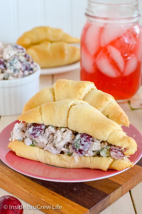 Cherry Walnut Chicken Salad - this easy chicken salad is made with fresh cherries, cilantro, and walnuts. Try this delicious recipe on rolls or a salad for dinner! #chicken #salad #cherry #recipe #freshcherries #chickensalad