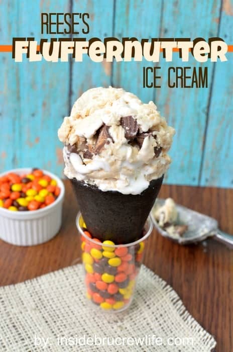 Reese's Fluffernutter Ice Cream | Inside BruCrew Life - no machine is needed for this creamy peanut butter ice cream made with Reese's peanut butter cups and marshmallow cream #icecream #reeses