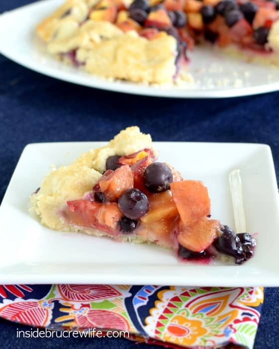 Rustic Fruit Tart - homemade pie crust filled with blueberries and nectarines  