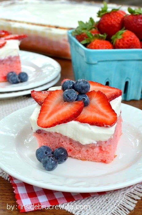 Strawberry Cheesecake Poke Cake 