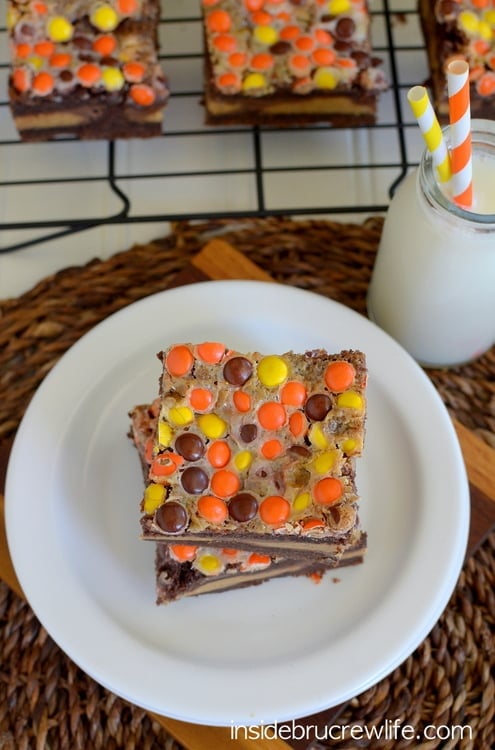 Reese's candies turn these cake bars into a peanut butter lover's dream dessert