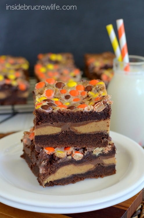 Reese's candies turn these cake bars into a peanut butter lover's dream dessert