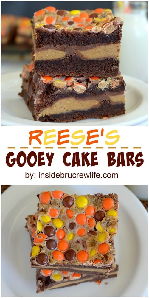 Reese's candies turn these cake bars into a peanut butter lover's dream dessert