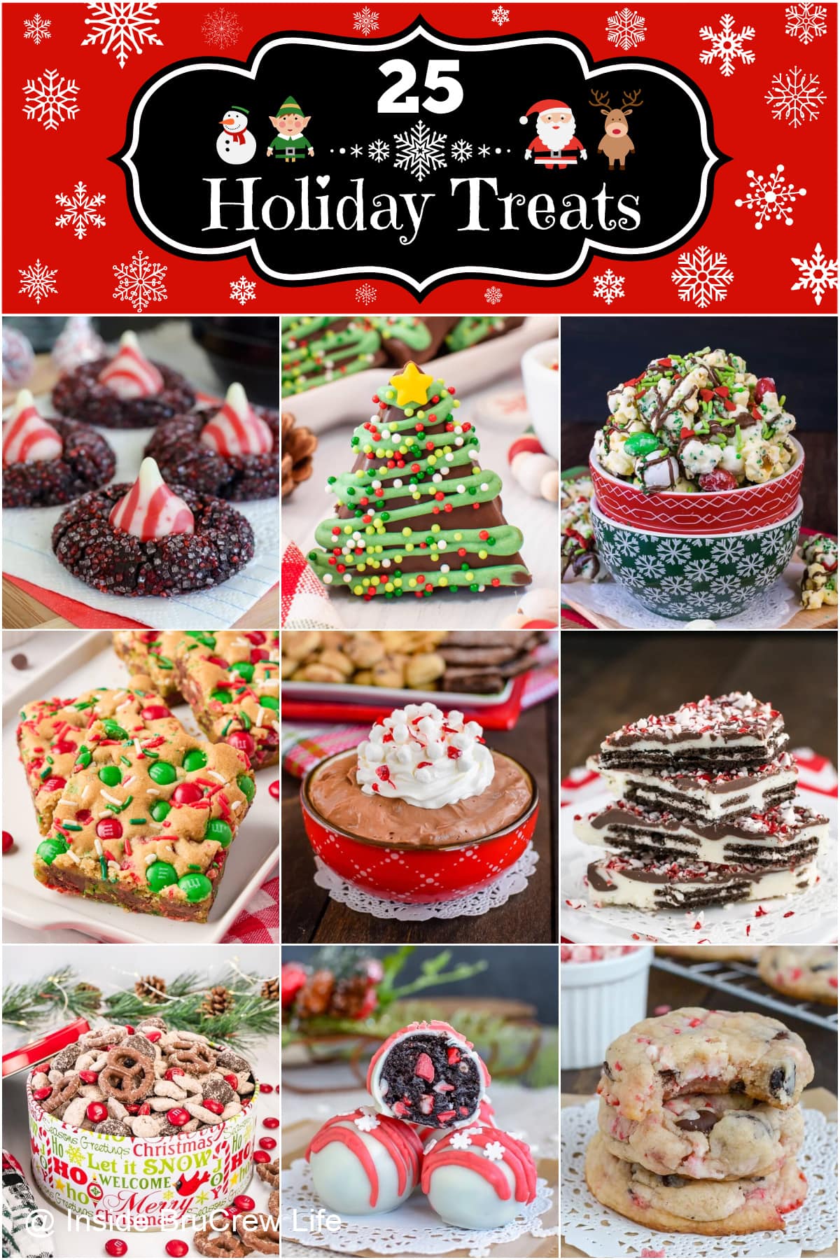 A collage of holiday treats with a red text box.