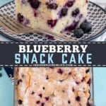 Pinterest image for blueberry snack cake.