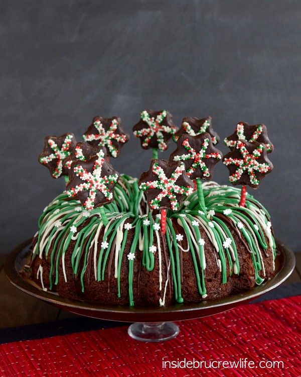 Fun and easy chocolate decorations make this Chocolate Peppermint Cheesecake Cake an impressive dessert!